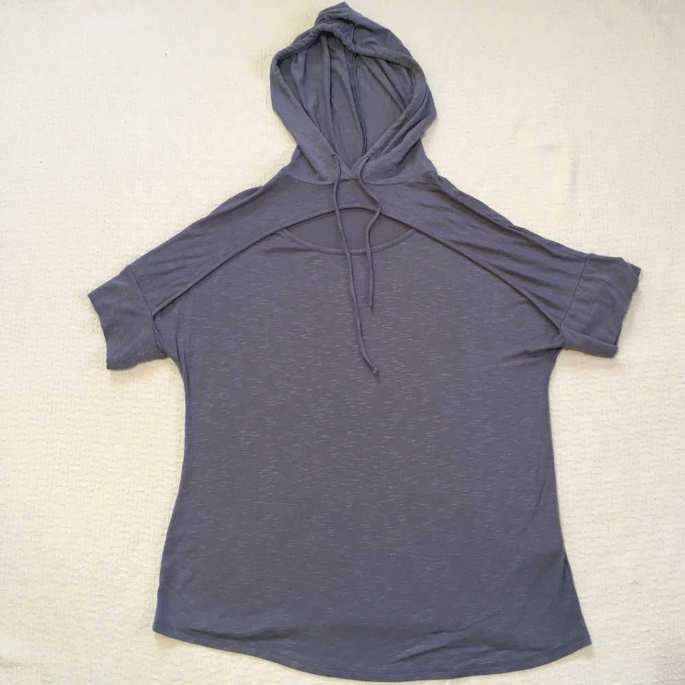 Zig Zag Stripe Women's Blue/Gray Cutout Hoodie Size‎ M Athleisure